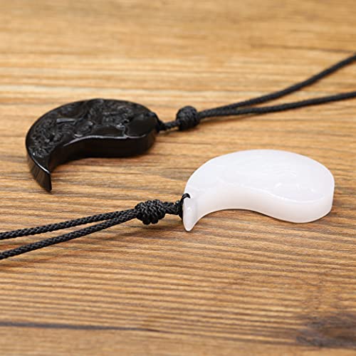 Obsidian Dragon & Phoenix Yin Yang Pendant Necklaces for Couples