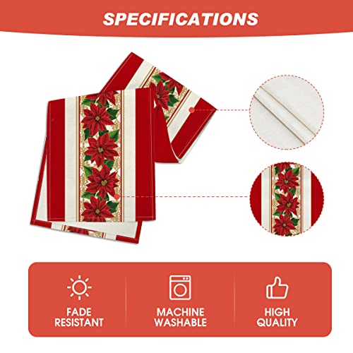 Poinsettia Red Christmas Placemats/ Table Runner