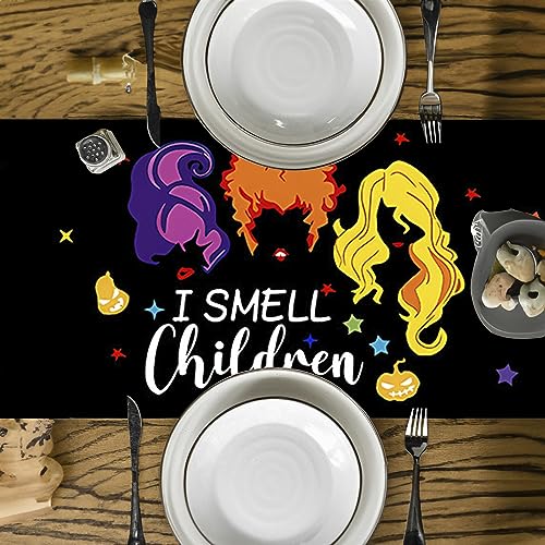 Halloween Table Runner, Hocus Pocus Burlap Halloween Runners Holiday Home Kitchen Dining Table