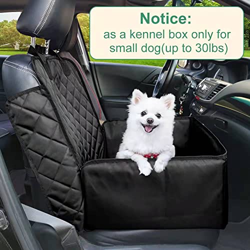 2 in 1 Dog Pet Front Seat Cover w/ Safety Belt(Black)