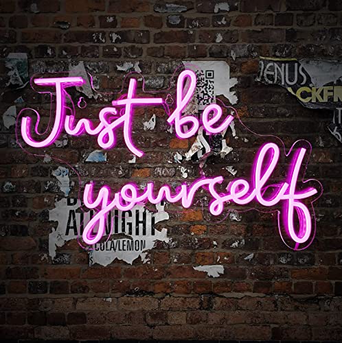 Just Be Yourself Neon Signs for Wall Decor, Powered by USB- Light Pink