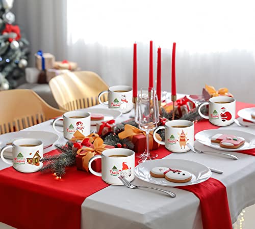 Large Christmas Coffee Mugs Set of 6- 14OZ