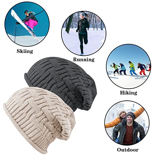 2 Pack Slouchy Beanie Winter Knit Soft Hat for Women/Men