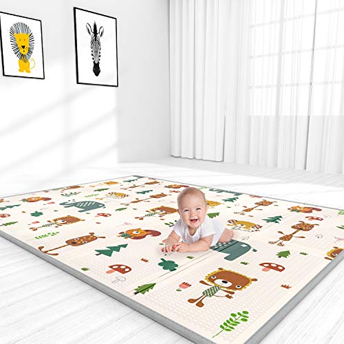 Double Sided Large Folding Portable Baby Crawling Mat, Waterproof Non Toxic