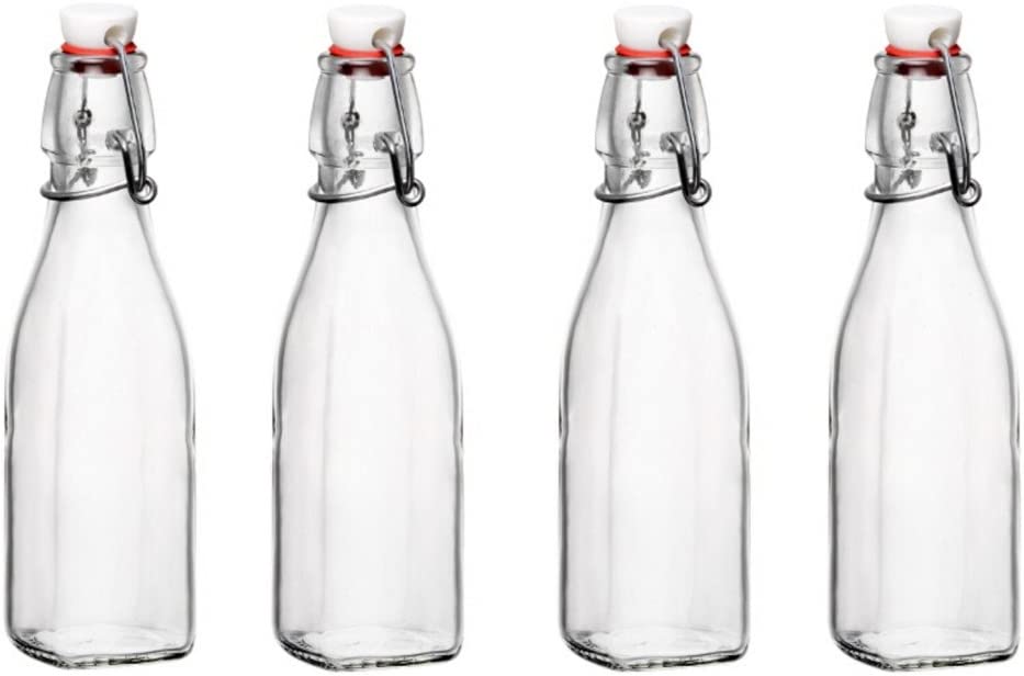 Glass 8.5 Ounce Swing Top Bottle, Set of 4