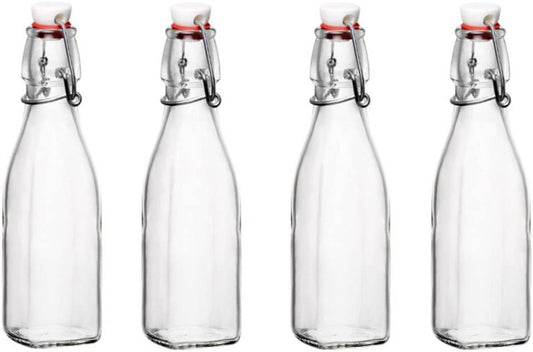 Glass 8.5 Ounce Swing Top Bottle, Set of 4