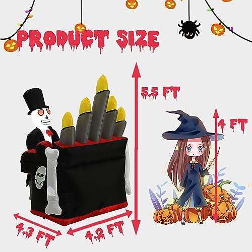 Halloween Inflatable Skull Face Spider Scary Creepy, Blow Up Spider with Built-in LED