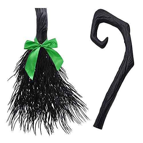 54.5'' Witch Broom w/ Ribbons for Kids Halloween Wicked Witches Broomstick