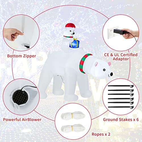 6 FT Christmas Inflatable Polar Bear & Cub with Santa Hat