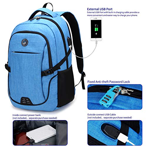 Anti Theft Laptop/Travel Backpacks Bookbag w/ USB Charging Port Fits 15.6 Inch Laptop