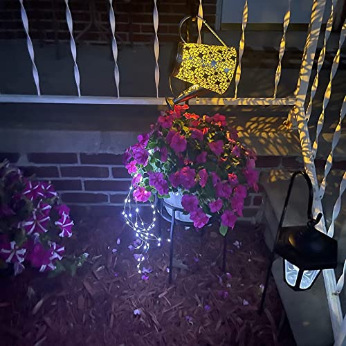 Solar Star Shower Garden Art Watering Can w/ Lights