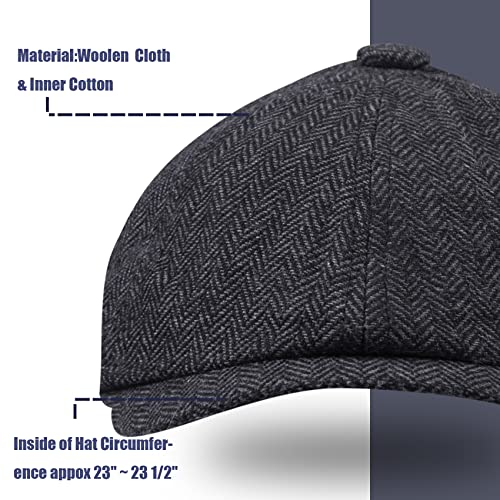 2 Pack Newsboy Hats for Men Classic 8 Panel Wool Blend