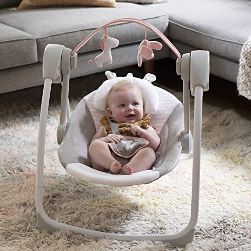 6-Speed Compact Portable Baby Swing w/ Music & Bar, Folds for Easy Travel