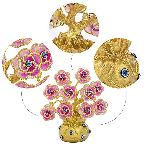 Turkish Evil Eye Flowers Tree / Golden Lucky Bag Ornament Decoration for Good Luck/Wealth