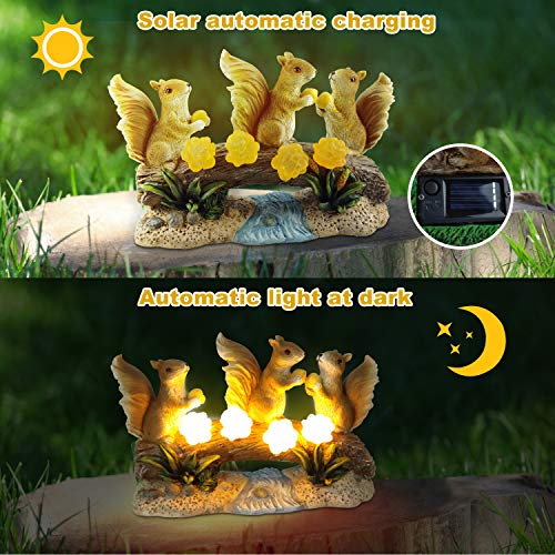 Solar Garde Decoration -  Statue Squirrel w/ Cute Lights