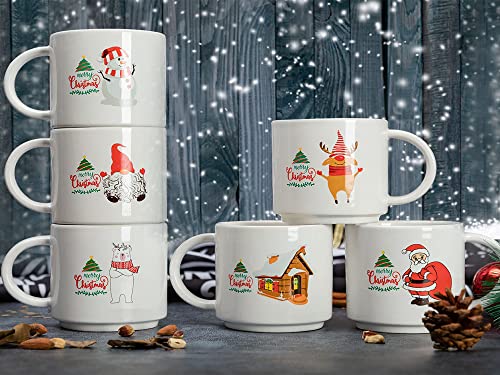 Large Christmas Coffee Mugs Set of 6- 14OZ