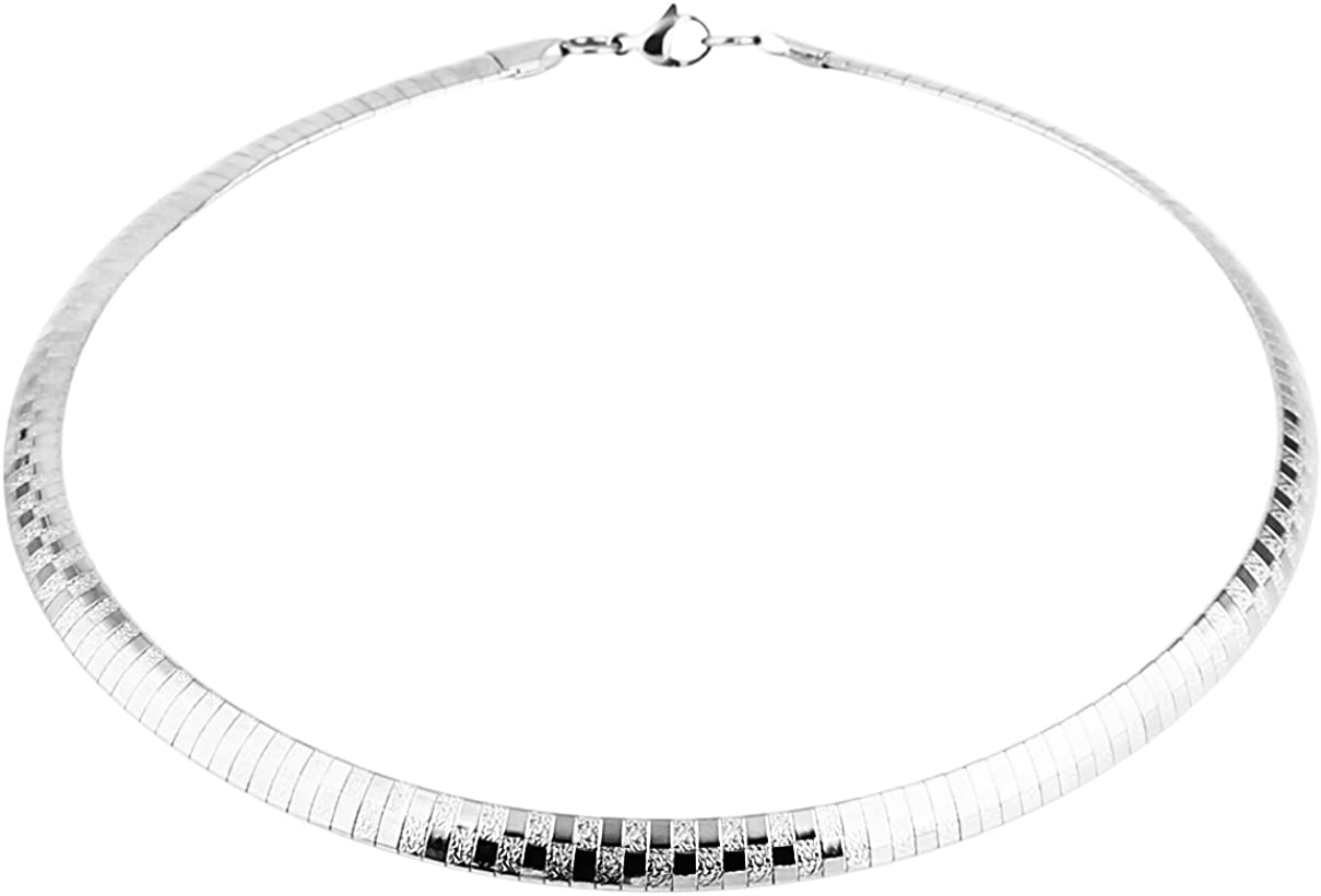 Stainless Steel Omega Chain 8mm Solid 18 inch Necklace and 8.5 inch Bracelet Set, Silver