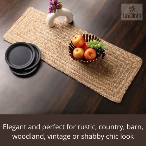 Farmhouse Jute Burlap Braided Table Runner 36 Inches Long - 13x36 Natural Jute Braided Table Runner