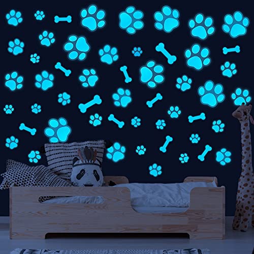 Dog Paw Print Stickers Glow in The Dark Wall Decoration