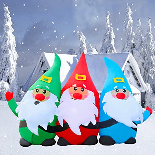 7 FT Length Christmas Inflatable Three Santa Claus w/ LEDs