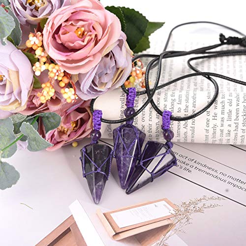 Healing Crystal GemStone Pointed Pendant Necklaces for Men/Women