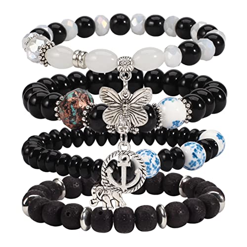 6 Set Bohemian Stretch Bracelets for Women