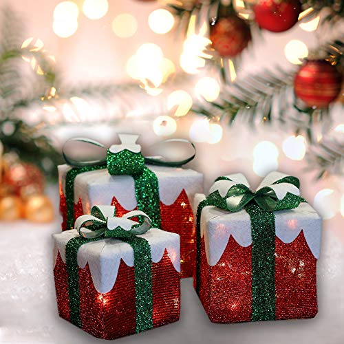 Set of 3 LED Gift Boxes Christmas Decorations