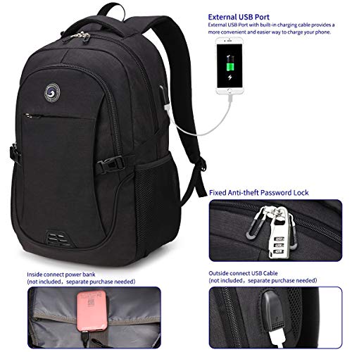 Anti Theft Laptop/Travel Backpacks Bookbag w/ USB Charging Port Fits 15.6 Inch Laptop