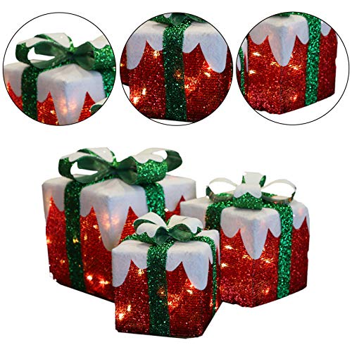 Set of 3 LED Gift Boxes Christmas Decorations