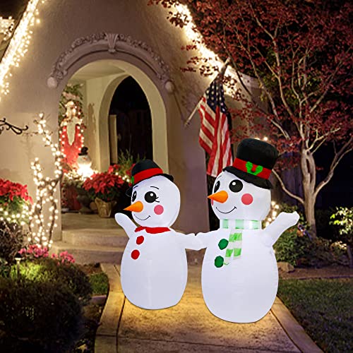 3.9 FT Inflatable Lighted Christmas Snowman Couple Wearing Hats