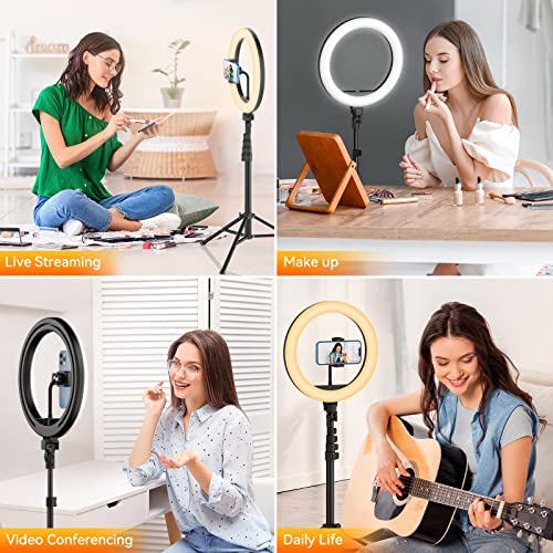 12" Ring Light w/ 63" extendable Tripod Stand, Selfie Ring Light w/ Phone Holder