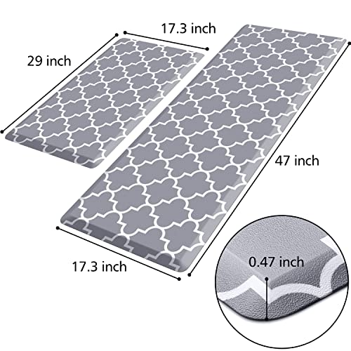 [2 PCS] Cushioned Anti-Fatigue Kitchen Rug, Waterproof Non-Slip