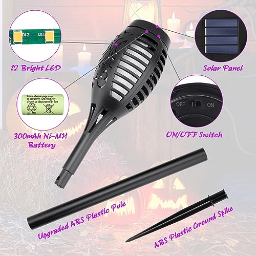 Halloween Decorations Lights Outdoor for Halloween Decor,  Flickering Flame Solar Torch Lights, Solar Lights for Yard