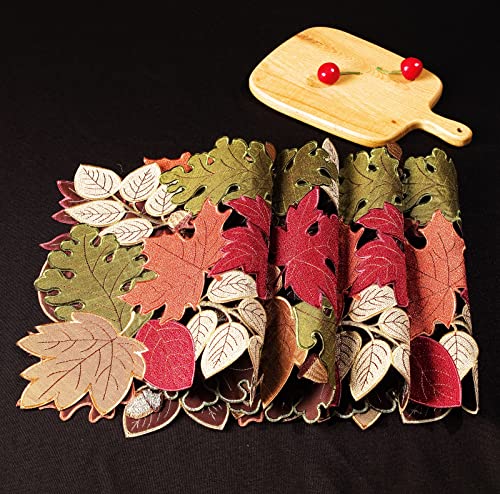 Fall Table Runner 54inches Long, Thanksgiving Harvest Cutwork Embroidered Table Runner 13in x 54in, Autumn Maple Leaves Table Decoration for Home Dining Kitchen Table