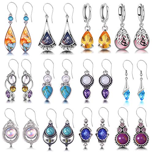 12 Pairs Drop Dangle  Boho Jewelry Waterdrop Earrings Set