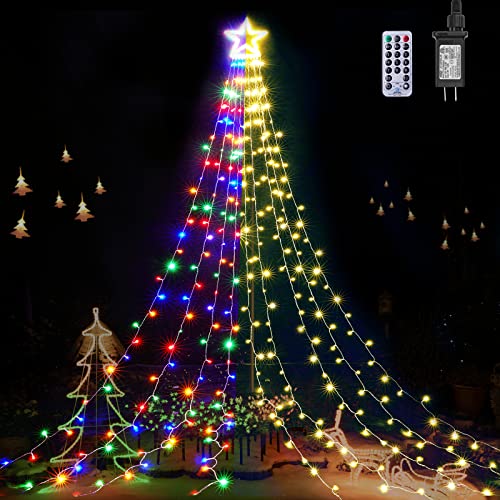 317 LEDs Lights w/ 9 Strands 11.9ft Waterfall Christmas Tree Lights