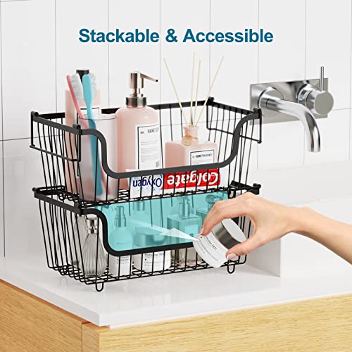 Stackable Wire Baskets for Storage/Organizer-Black