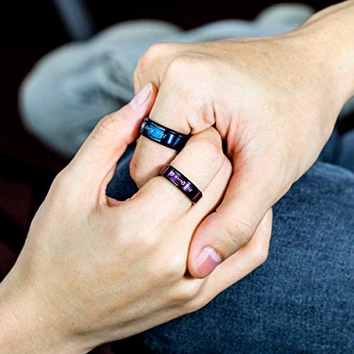 Set of 2 Matching King and Queen Stainless Steel Couple Promise Rings