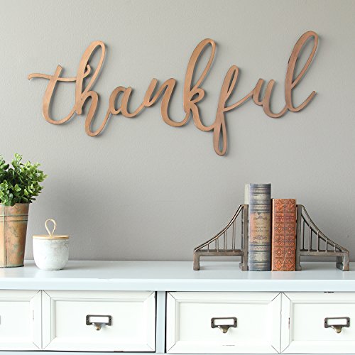 Thankful Metal Wall Sign Decor, 30.00 W X 0.45 D X 13.00 H