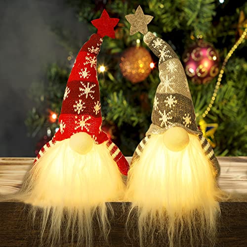 Handmade Plush Lighted Christmas Gnome Decoration