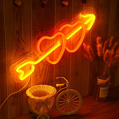 15.9' Neon Heart Light Sign, Wall Decoration Powered by USB