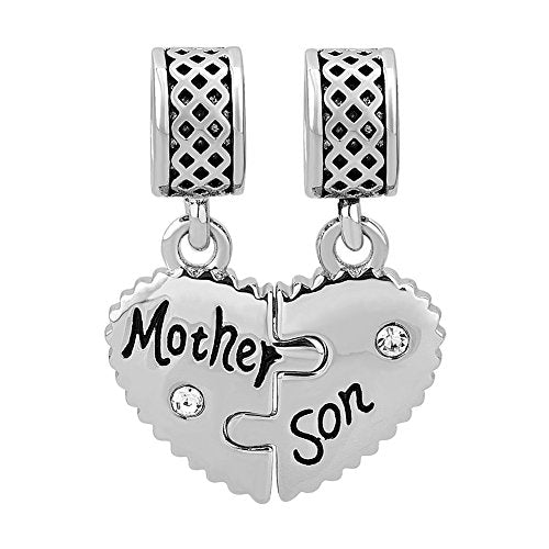 Mother- Daughter - Son Love Heart Charm Beads For Snake Chain Bracelet