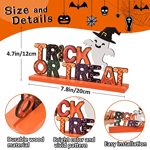 3 Pieces Happy Halloween Wooden Centerpiece Signs Decoration