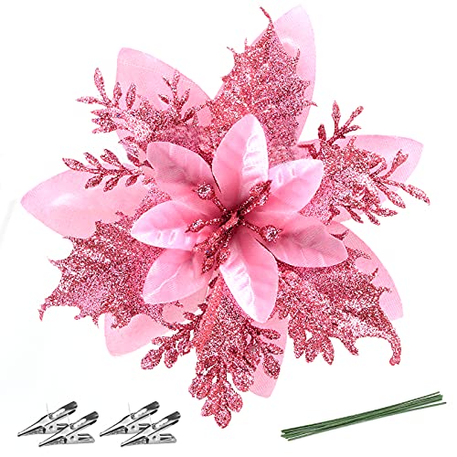 12Pcs Poinsettia Artificial Flowers for Christmas Ornaments