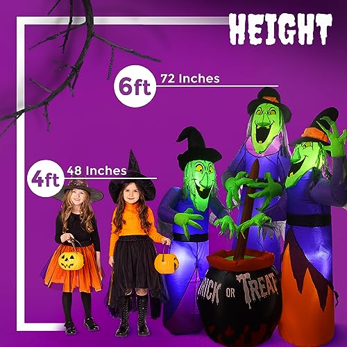 3 Witches Halloween Inflatable Outdoor Decoration | 6ft Halloween Blow Up Yard Decorations | Large