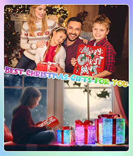 Set of 3 DIY Colorful Plug-in Christmas Lighted Gift Boxes