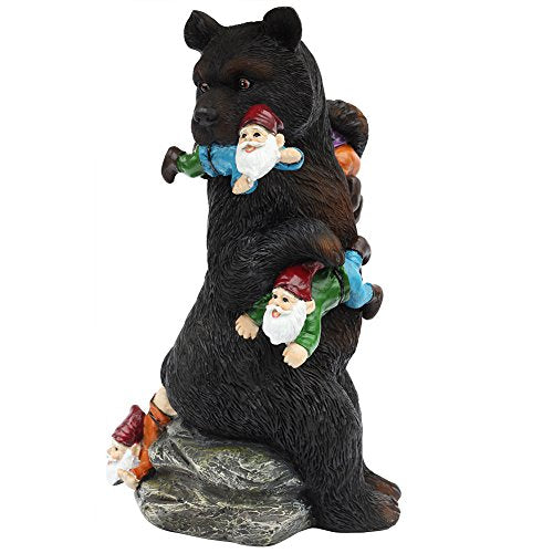 10" Bear Eating Gnomes Garden Statues Decoration