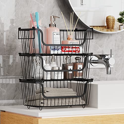 Stackable Wire Baskets for Storage/Organizer-Black