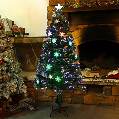 Pre-Lit Optical Fiber Christmas Artificial Tree w/ LED RGB Color Changing Lights