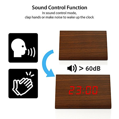 Wooden LED Alarm Digital Desk Clock